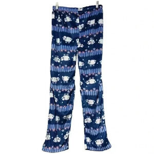 NWT! Large MAYFAIR Womens Blue Sheep Minky Fleece Lounge Pajama Pants